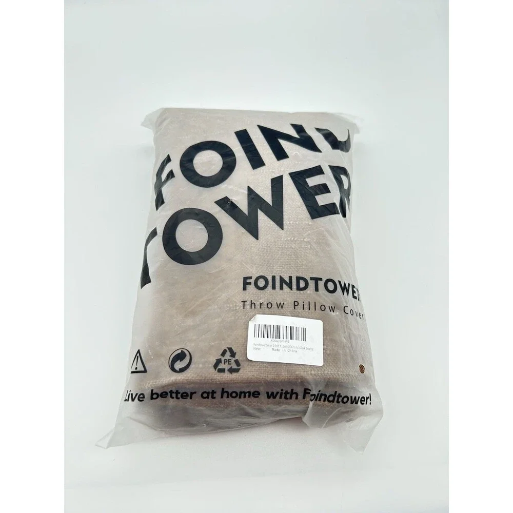 Foindtower Throw Pillow Covers (Set of 2) 20x20 Brown Textured Cushion Cases New